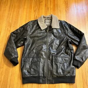 Whispering Smith Coat Mens XLT Tall  Faux Leather Motorcycle PVC Coat Jacket